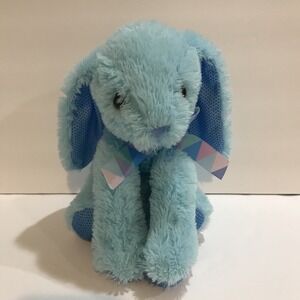 Homerbest Blue Plush Bunny Rabbit Floppy Ears Herringbone Accents Stuffed Animal